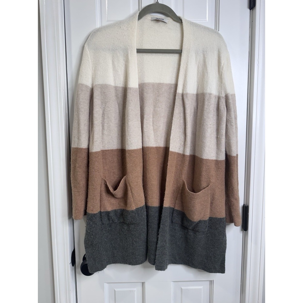 Madewell Alpaca Wool Blend Colorblock Open Cardigan Sweater Size S Boho